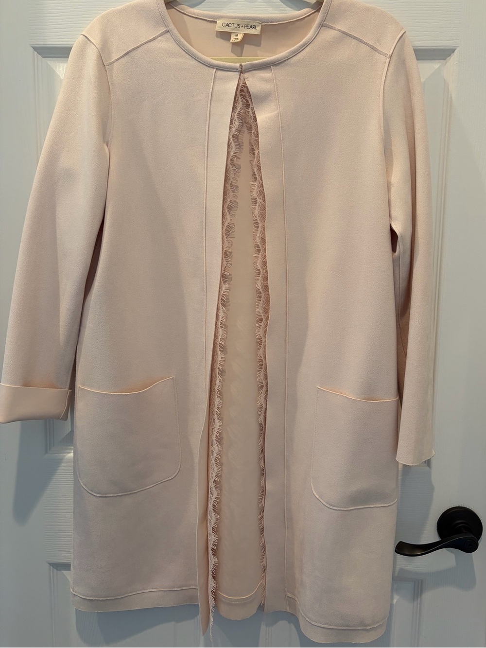 Cactus & Pearl Blush Pink Open Front Cardigan